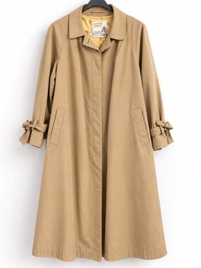 Vintage London Towne Tan Trench Coat with Tie Cuffs Size 18 Half